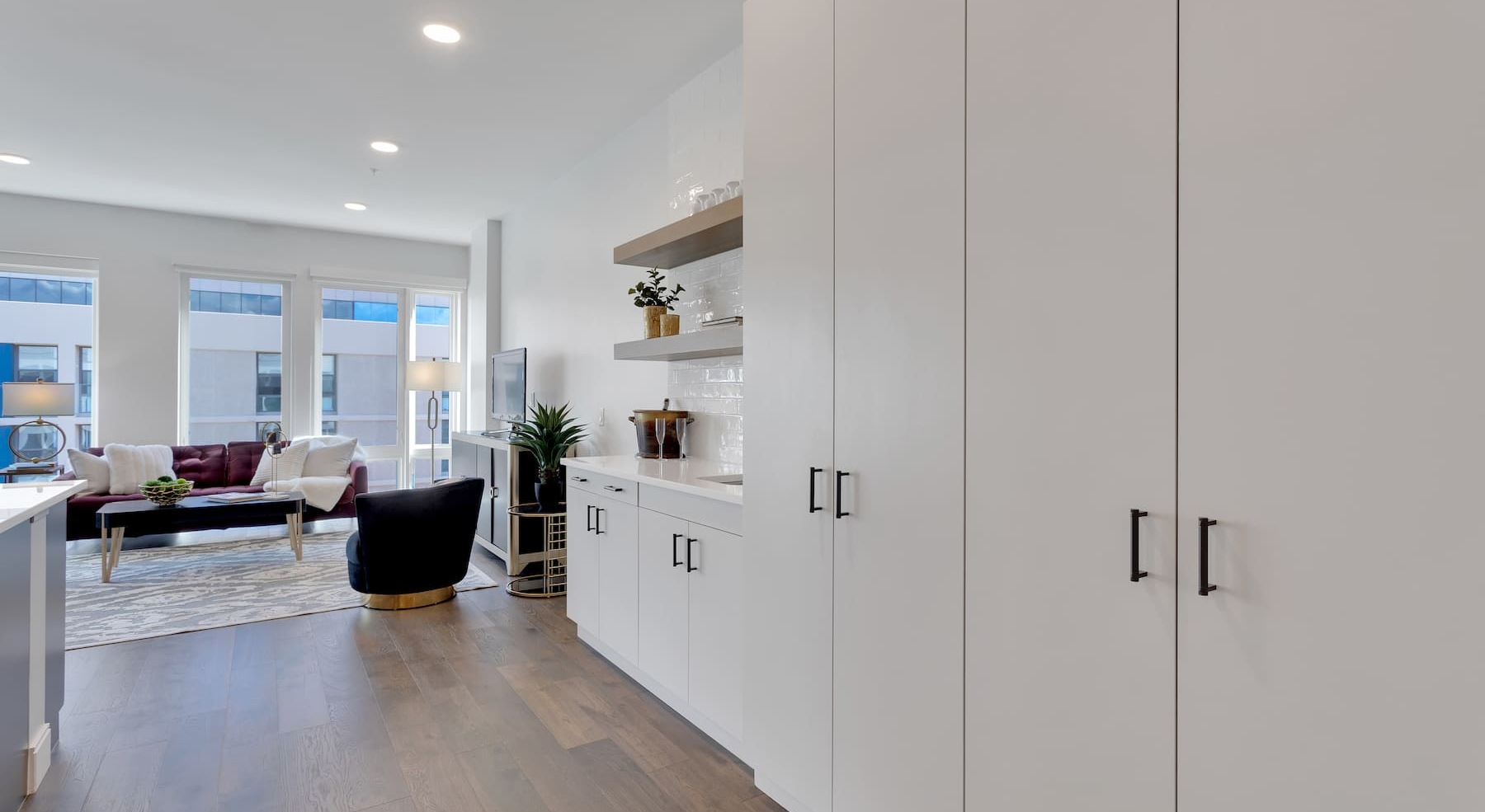 open concept living with a living room connected kitchen